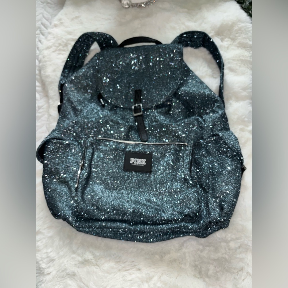 VICTORIAS SECRET BLING SPARKLING GUNMETAL BACKPACK PURSE BAG -VS VICTORIA SECRET